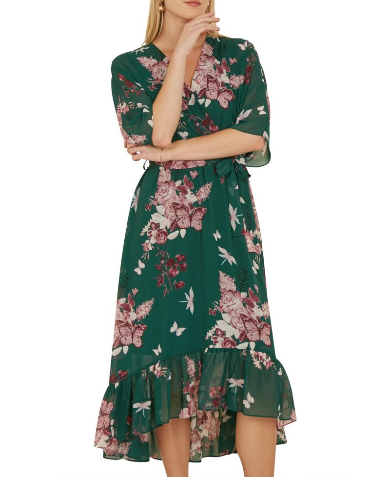 Women's Floral Dipped Hem Dress