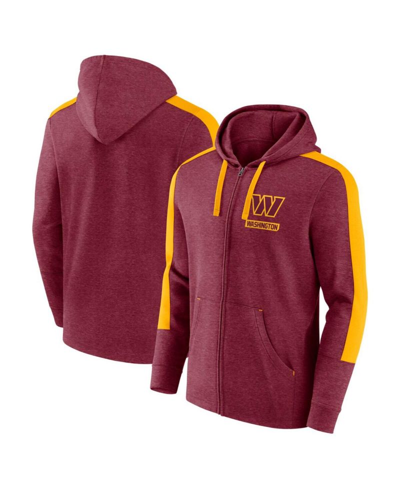 Men's Heather Burgundy Washington Commanders Gains Full-Zip Hoodie
