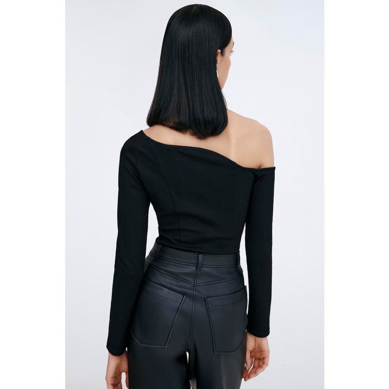 Women's Sylvan One-Shoulder Asymmetric-Neckline Long-Sleeve Top