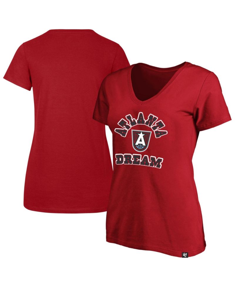 Women's '47 Red Atlanta Dream Logo Lockup V-Neck Plus Size T-Shirt