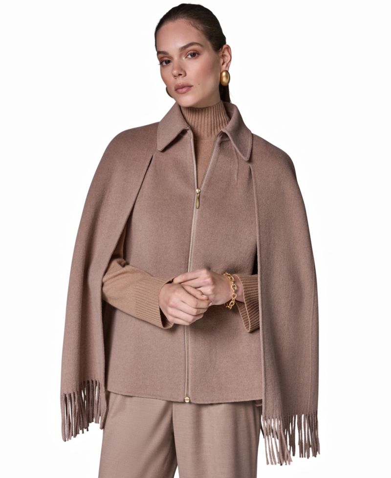 Women's Fringe Wool-Blend Cape Coat