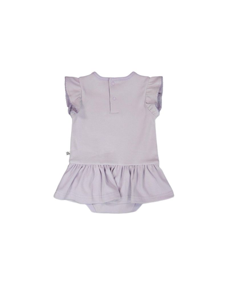 Baby Girl Cotton Rib Jersey Romper with Frill Lilac - Baby