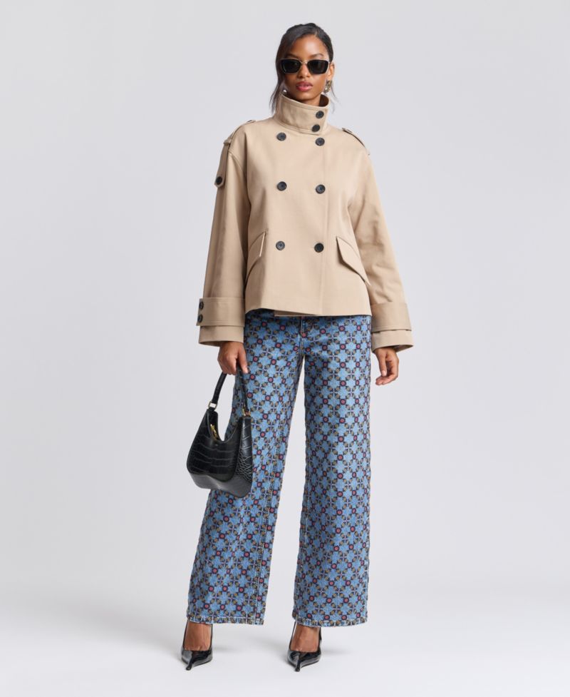 Women's Double-Breasted Short Trench Coat