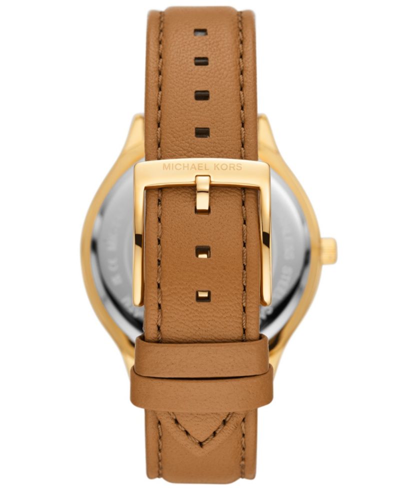 Women's Slim Runway Three-Hand Luggage Leather Watch 38mm