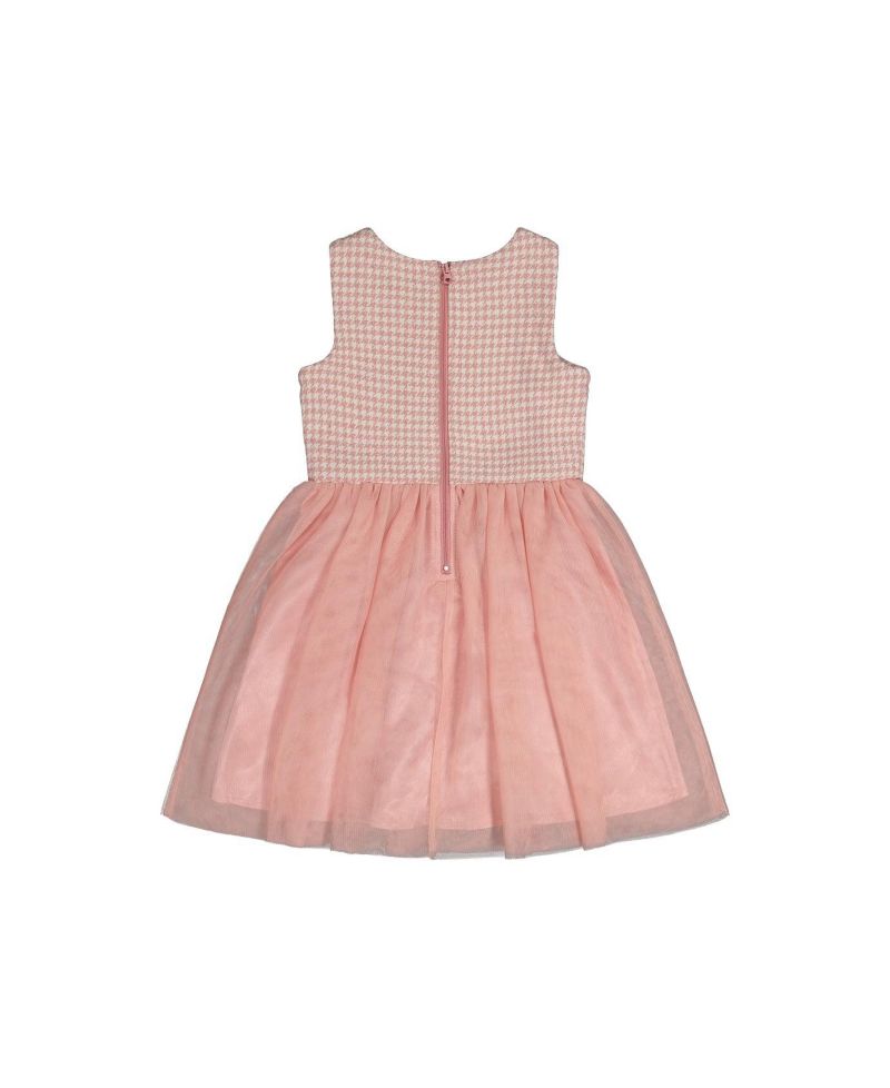 Little and Big Girl 6-14 Bi-Material Sleeveless Dress Houndstooth