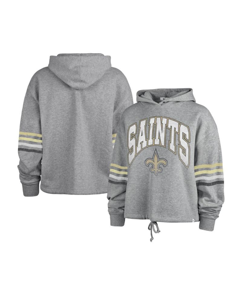 Women's Heather Gray Distressed New Orleans Saints Upland Bennett Pullover Hoodie