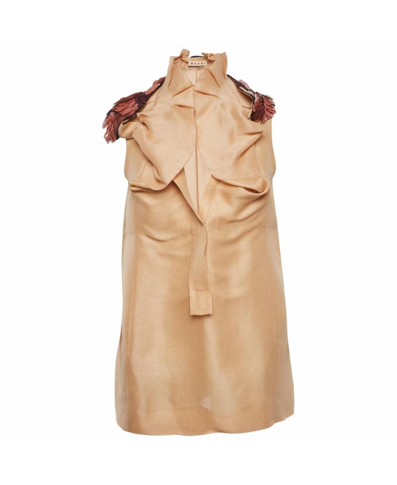 Women's Embellished Silk-Blend Ruffle Top