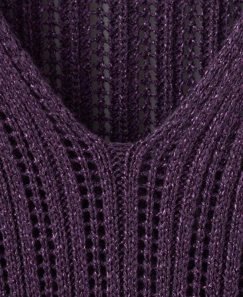 Women's Metallic Openwork Knit Top