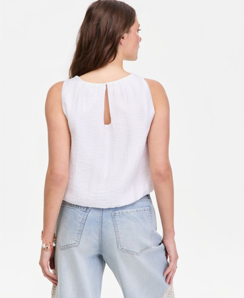 Women's Gauze Cropped Bubble Tank Top