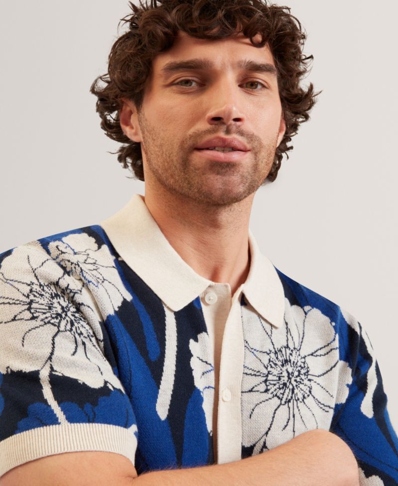 Men's Floral Jacquard Short-Sleeve Shirt