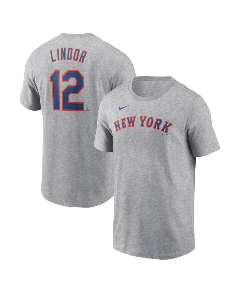 Men's Francisco Lindor Heather Gray New York Mets Fuse Name & Number T-Shirt