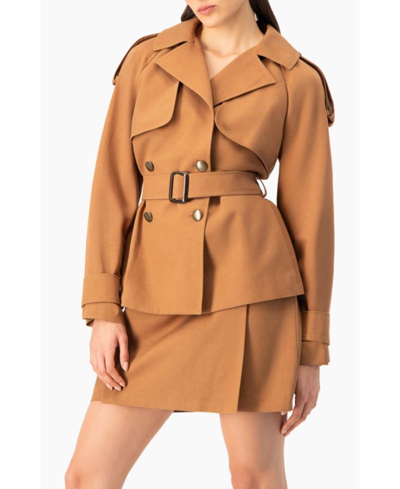 Women's Short Double-Breasted Trench Coat