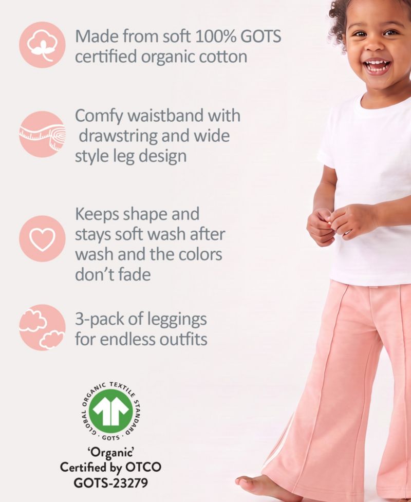Baby Girls' Wilder Wide-Leg Sweatpants, 3-Pack