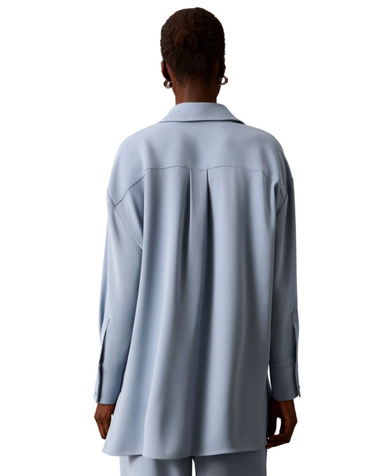 Women's Collared Neck Long-Sleeve Button-Up Top