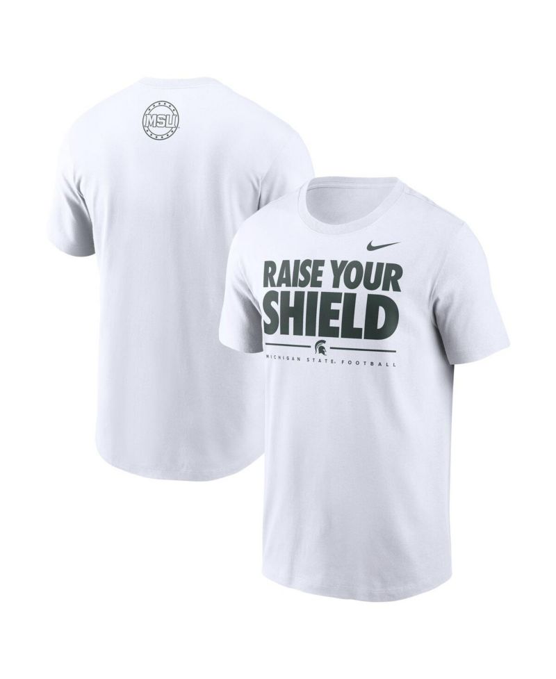 Men's White Michigan State Spartans 2025 Football Fan Raise Your Shield T-Shirt