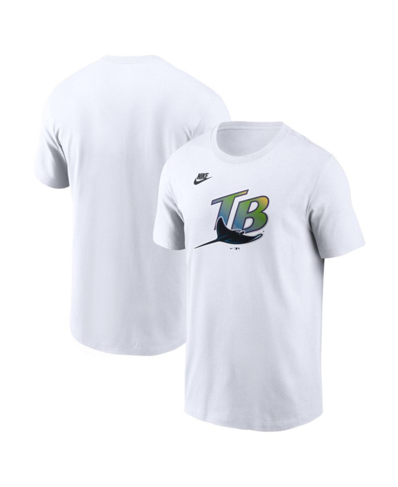 Men's White Tampa Bay Rays Cooperstown Collection Logo T-Shirt