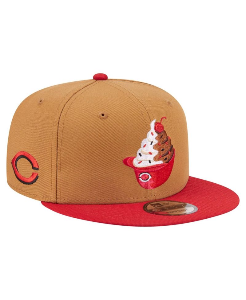 Men's Khaki/Red Cincinnati Reds Ice Cream 9FIFTY Snapback Hat