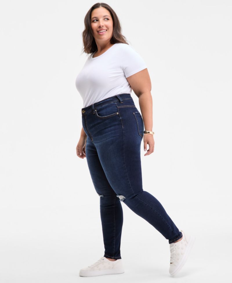 Trendy Plus Size High-Rise Skinny Distressed Jeans