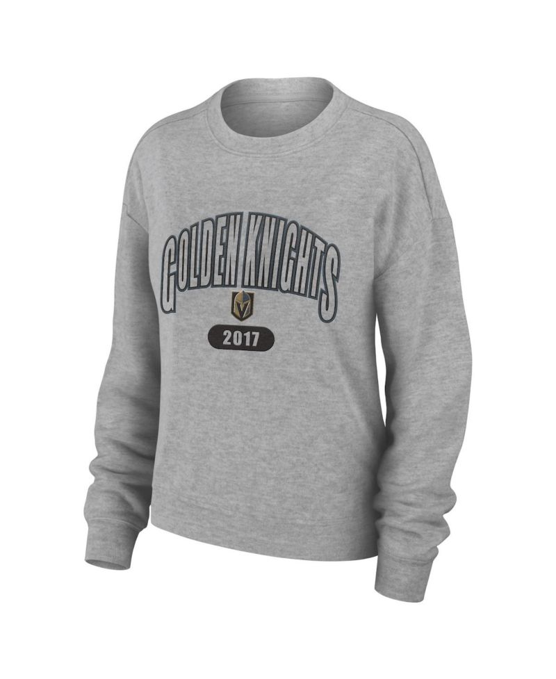 Women's Heather Gray Vegas Golden Knights Knit Long Sleeve Tri-Blend T-shirt and Pants Sleep Set