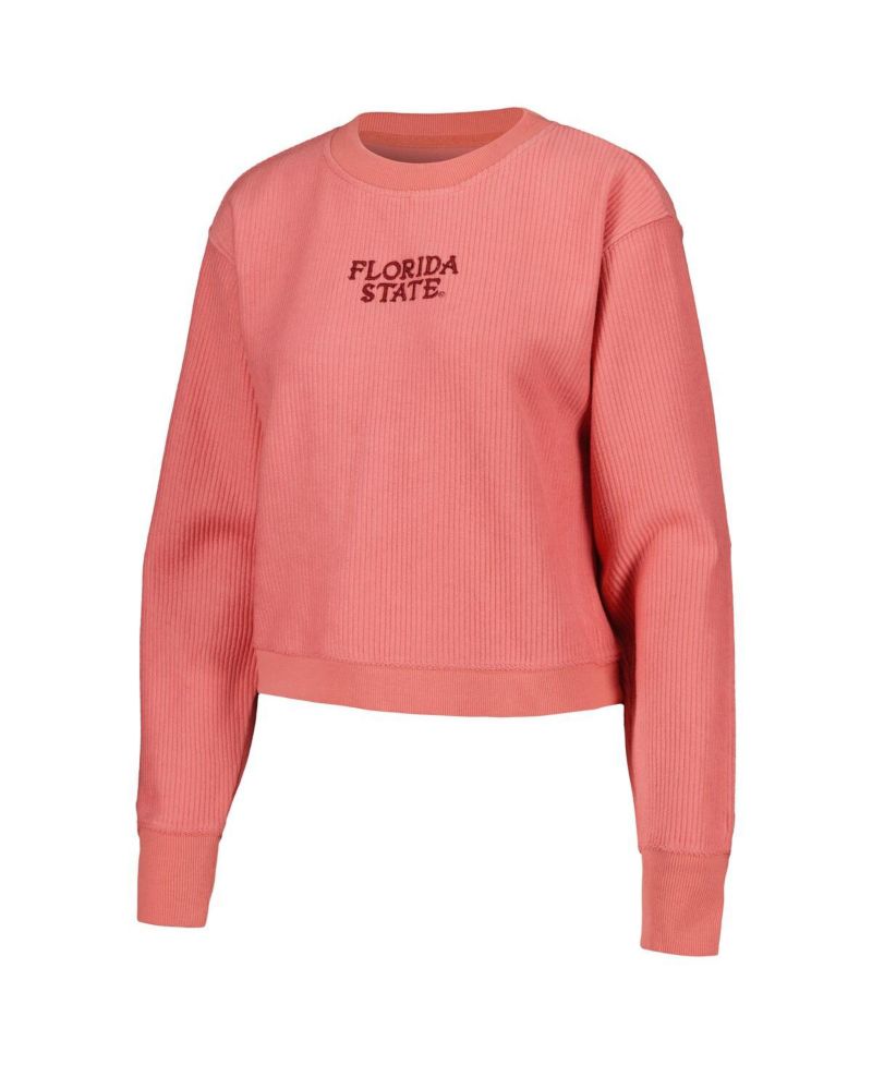 Women's Coral Florida State Seminoles Timber Cropped Pullover Sweatshirt
