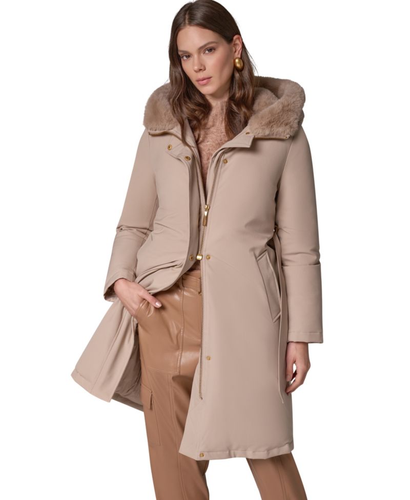 Women's Puffer Hooded Belted Coat