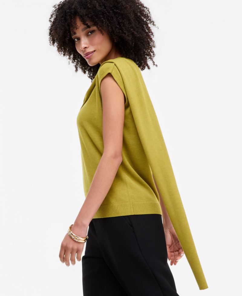 Women's Sleeveless Scarf-Detail Sweater