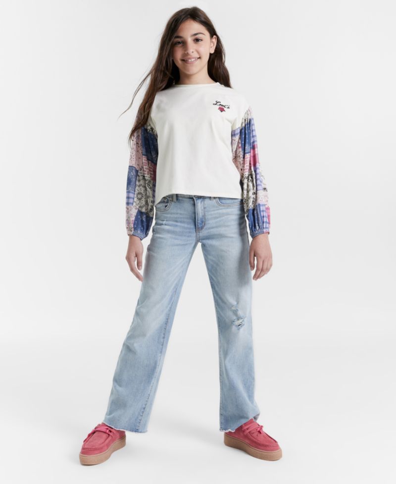 Girls' 7-16 Vintage-Like Mid-Rise Wide Leg Jeans