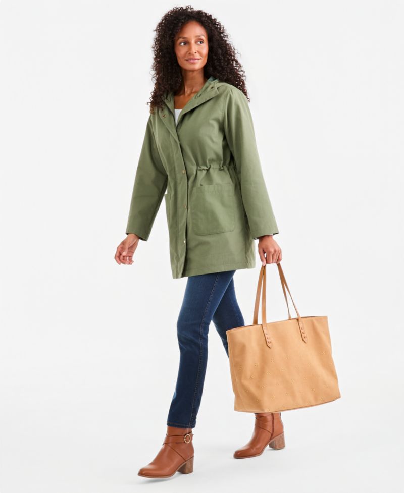 Women's Cinched-Waist Hooded Parka