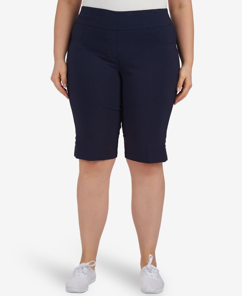 Plus Size Solid Color Tech Stretch Skimmer Shorts