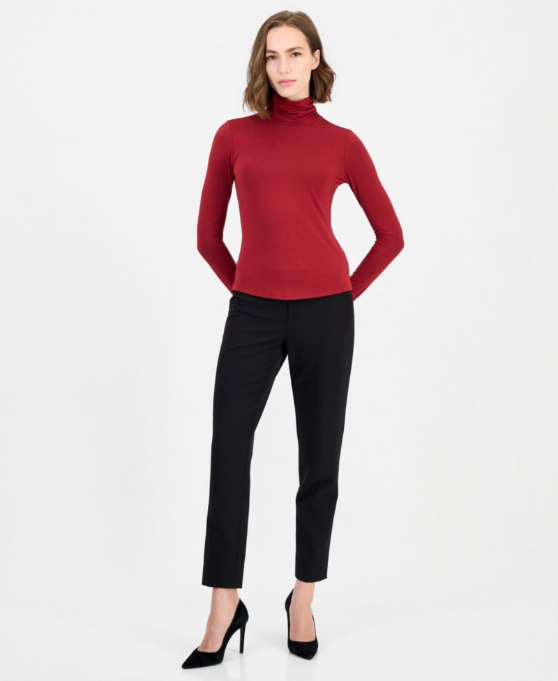 Women's Long-Sleeve Shirred Turtleneck Top
