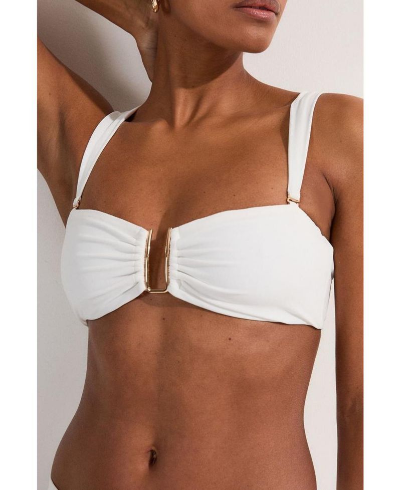 Women's Detachable Strap Gold Trim Bikini Top