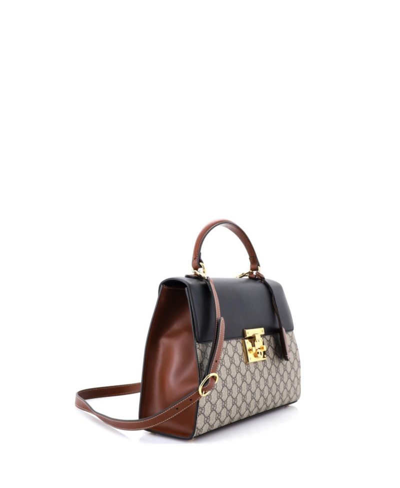 Medium Padlock Top Handle Bag GG Coated Canvas and Leather