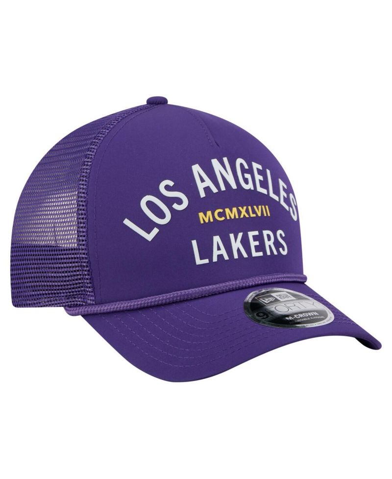 Men's Purple Los Angeles Lakers Minimalist A-Frame 9FORTY Trucker Hat