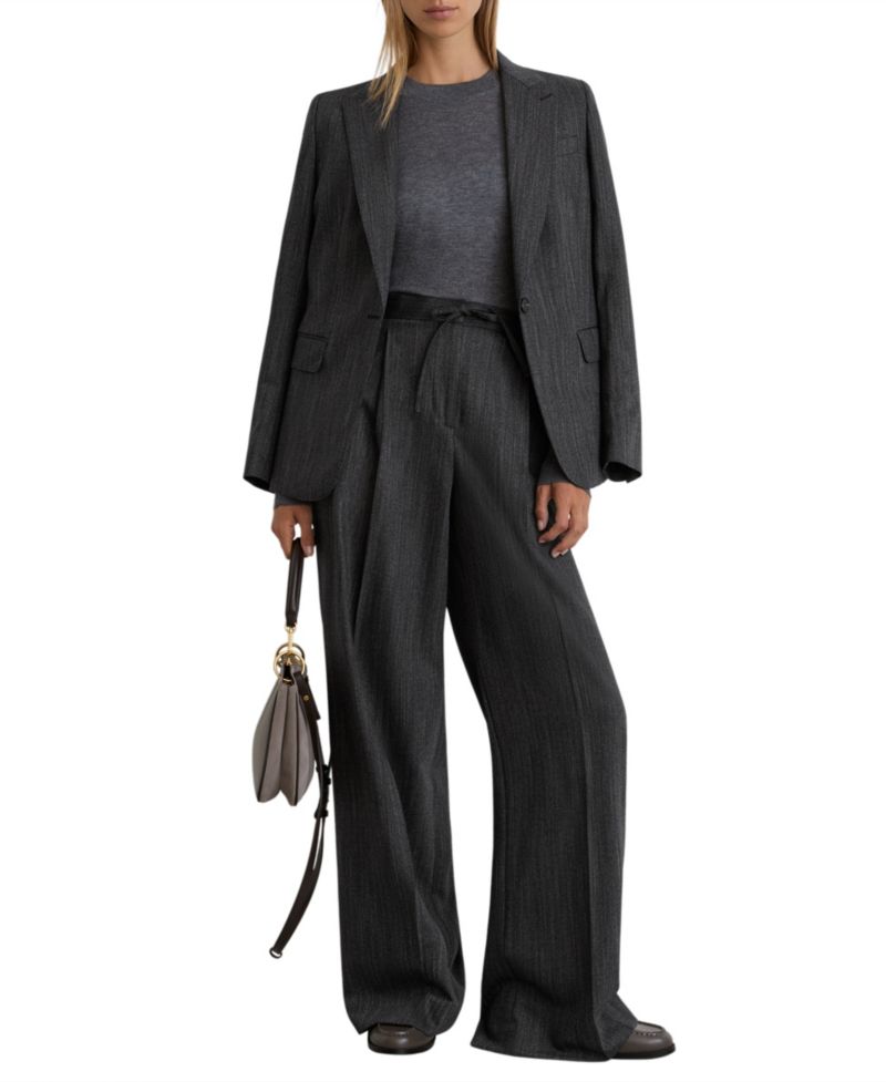 Women's Derby Pull-On Herringbone Wide-Leg Pants