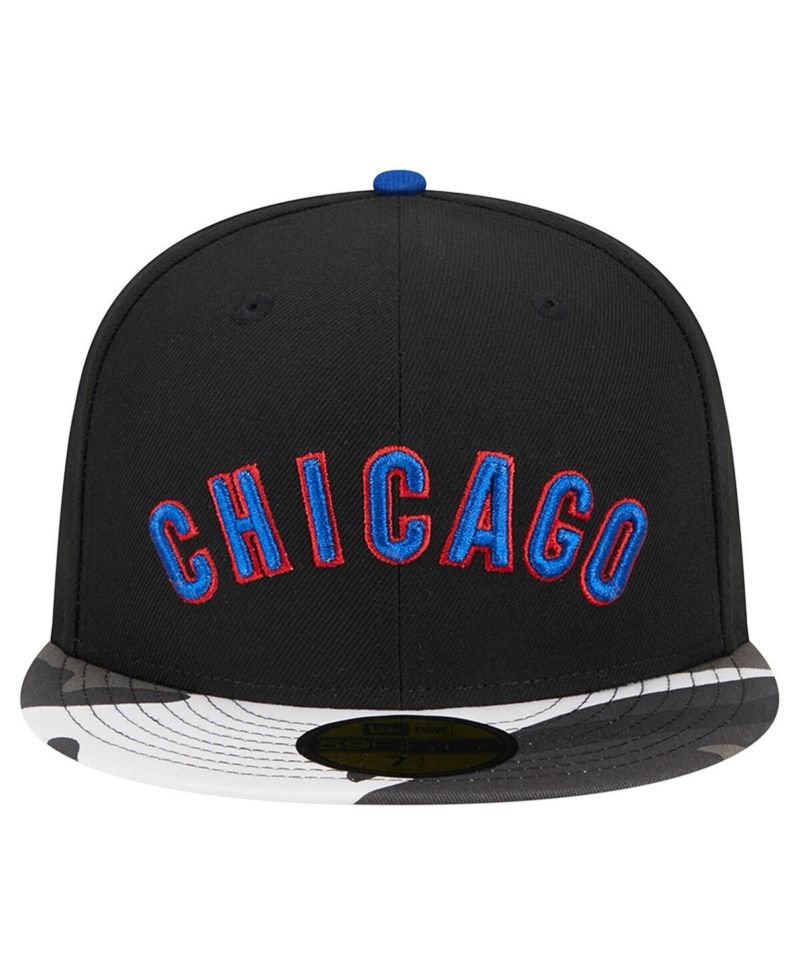 Men's Black Chicago Cubs Metallic Camo 59FIFTY Fitted Hat