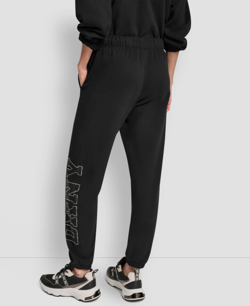 Women's Exploded Rhinestone Varsity Logo High Rise Relaxed Jogger