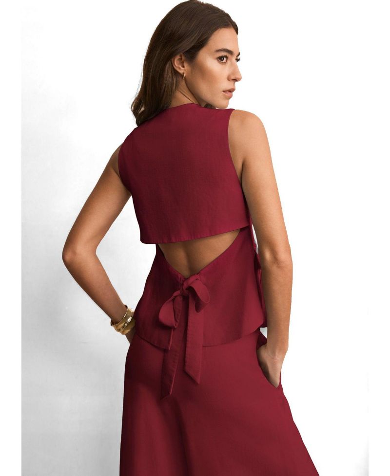Women's Tailored Tie Back Peplum Vest