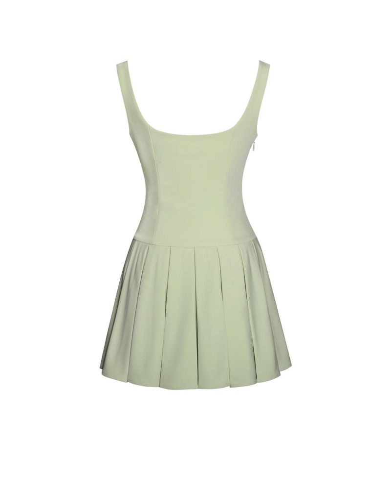 Women's Tala Pistachio Green Sleeveless Pleated Preppy Mini Dress