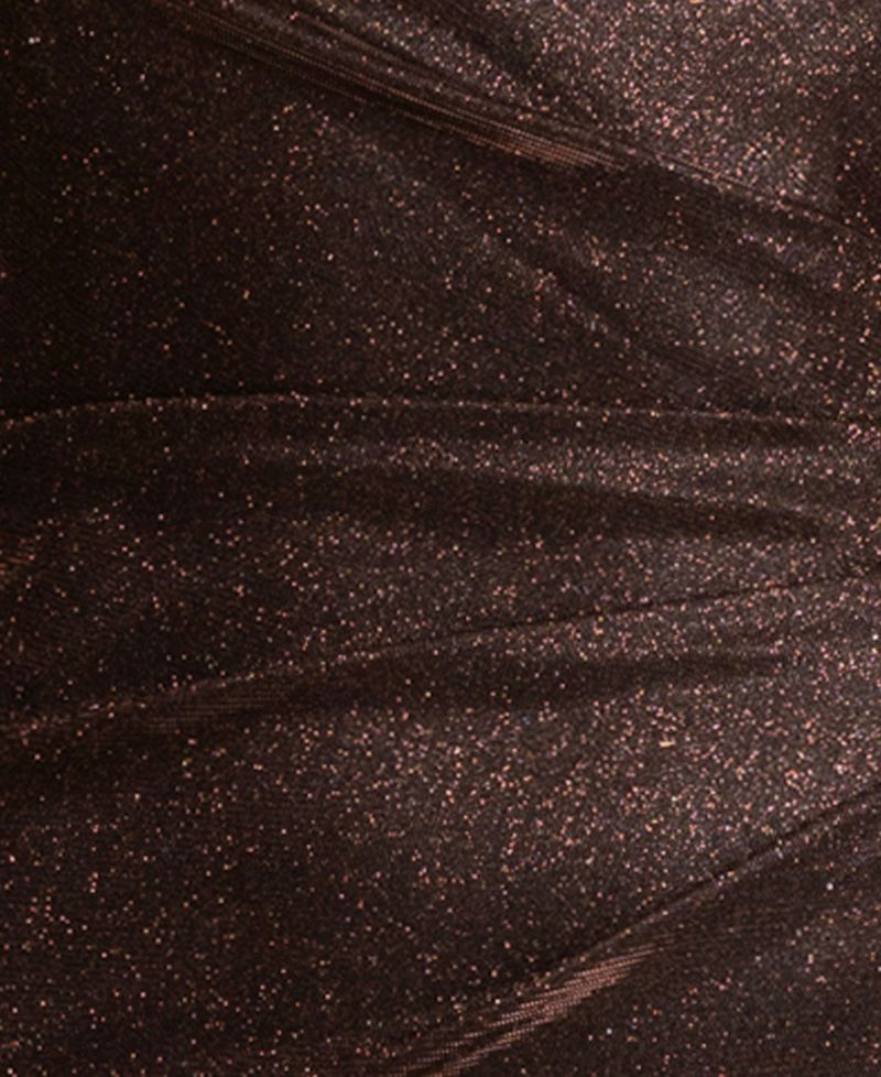 Petite Glitter Galaxy One-Shoulder Ruched Gown