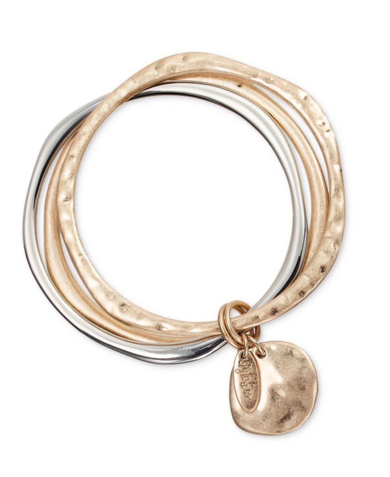 Two-Tone 3-Pc. Set Sculptural Bangle Bracelets