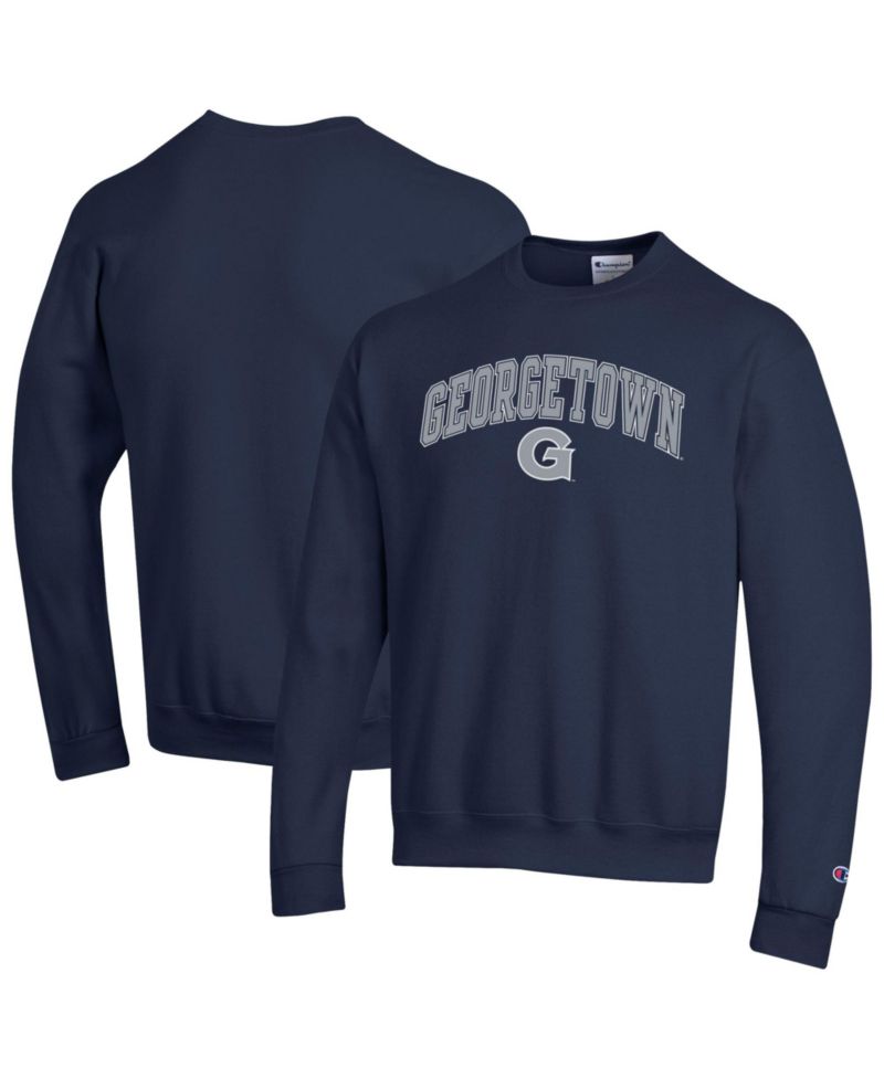 Men's Champion Navy Georgetown Hoyas Arch Over Logo Pullover Sweatshirt