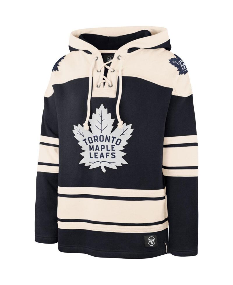 Men's Navy, Cream Toronto Maple Leafs Superior Lacer Pullover Hoodie