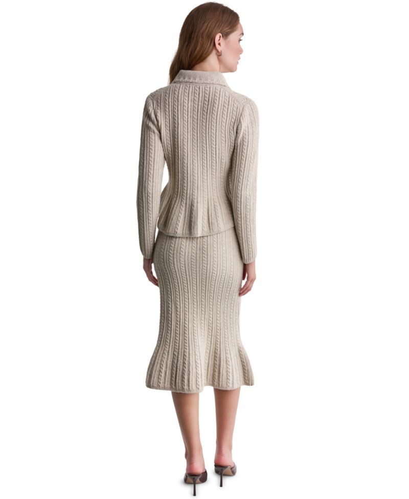 Women's Peplum Cable-Knit Cardigan Sweater