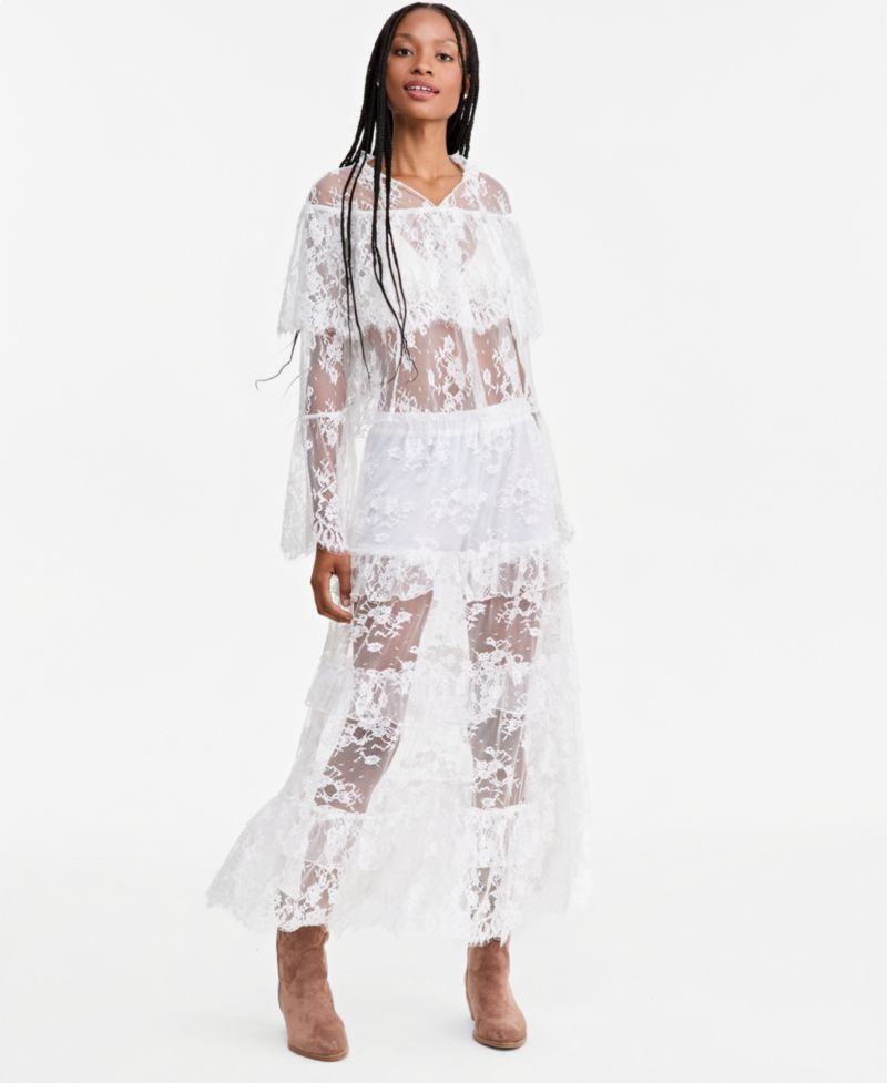 Women's Lace Bell-Sleeve Cape Blouse