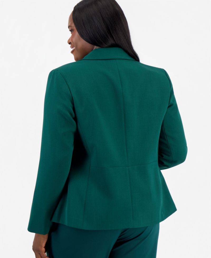Plus Size Two-Button Flap-Pocket Blazer