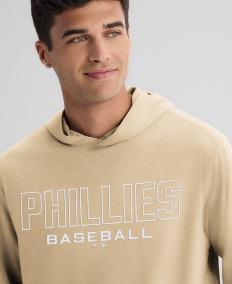 Men's Khaki Philadelphia Phillies Clutch Long Sleeve Hooded T-Shirt