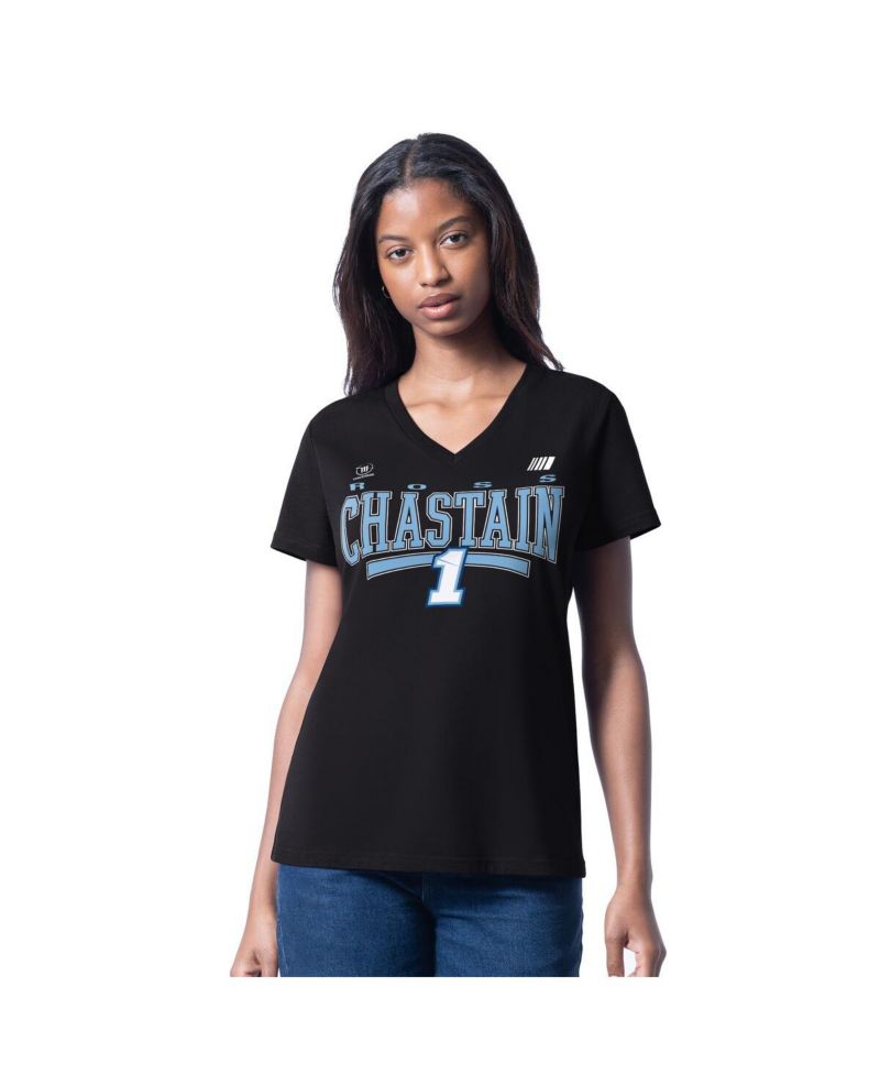 Women's Black Ross Chastain Cheer Dance V-Neck T-Shirt