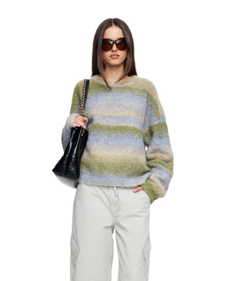 Women's Loyalty Knit Striped Fuzzy-Knit Sweater