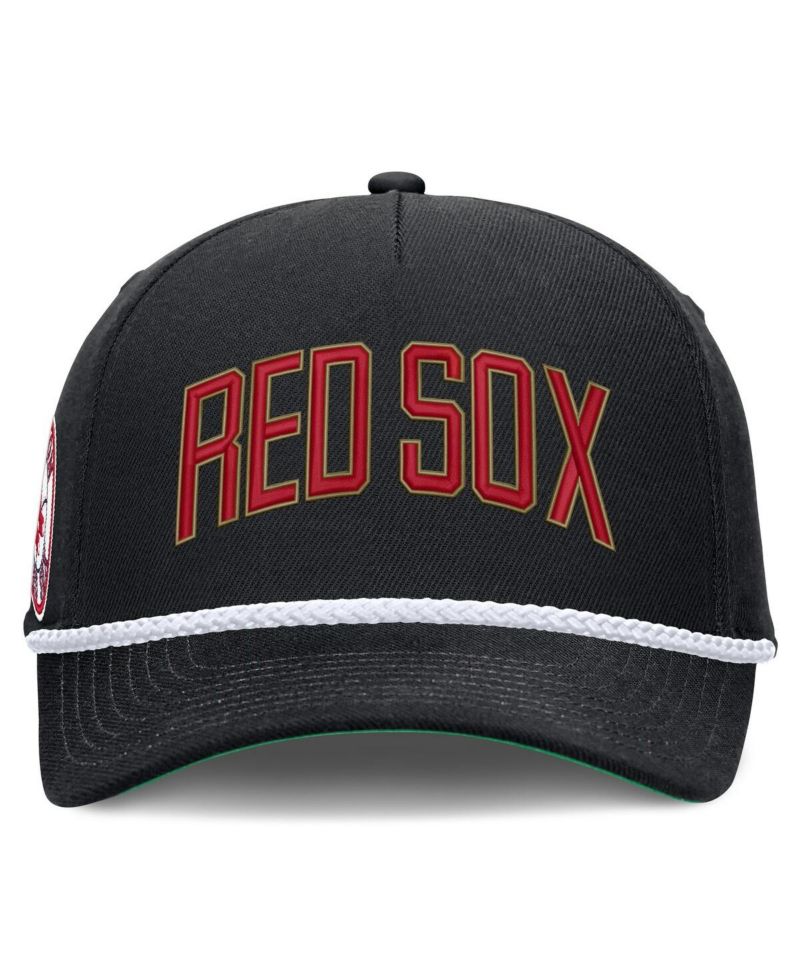 Men's Black Boston Red Sox Cooperstown Collection Rise Adjustable Hat