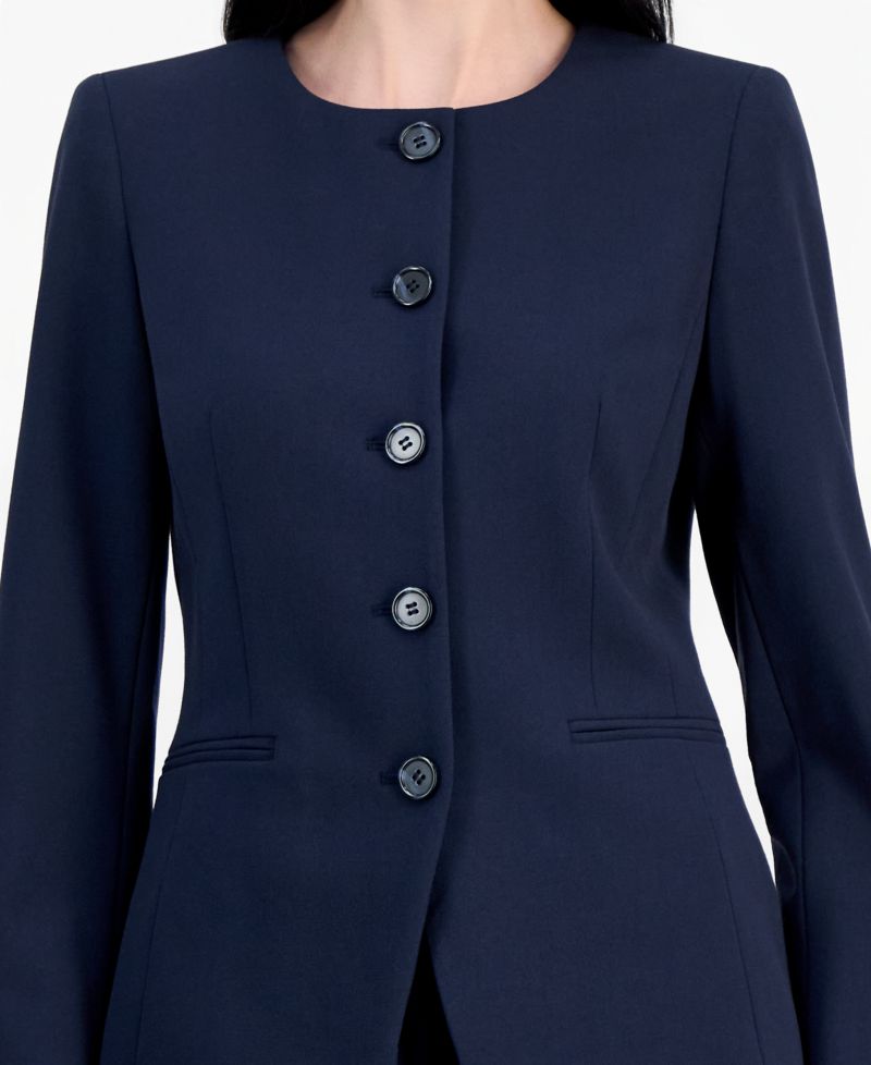 Women's Collarless Button-Front Blazer